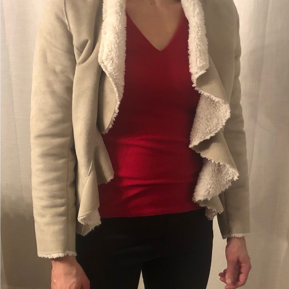 American Rag, medium, beige, faux fur, faux suede